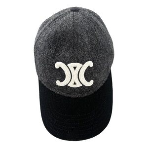 Celine Authentic Charcoal and Black Wool Baseball Cap